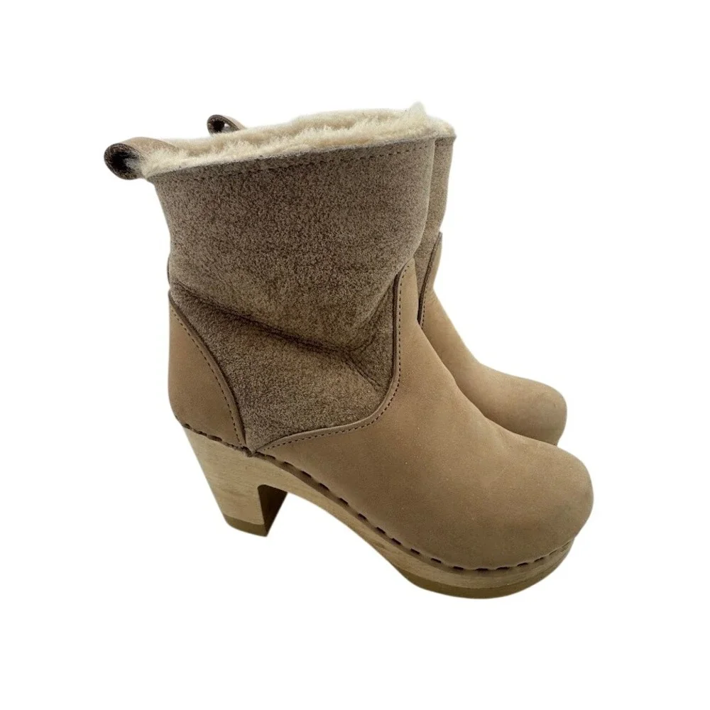 No.6 Mid-Heel Shearling Clog Boots – EU 35